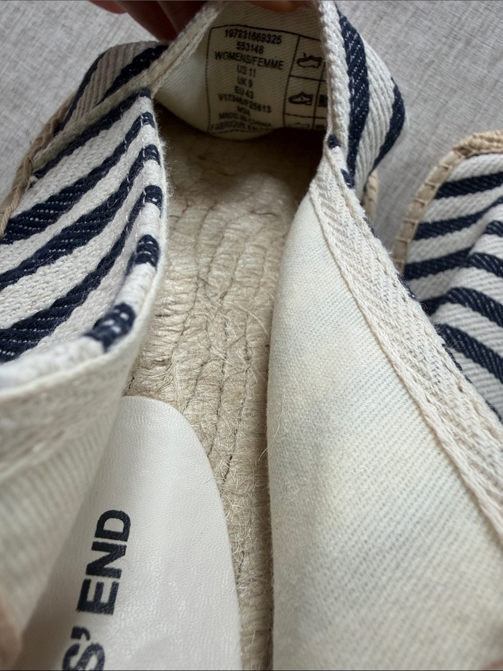 Land’s End Espadrille Women’s 11 Flat Breton Navy Stripe classic preppy NEW - Picture 8 of 9